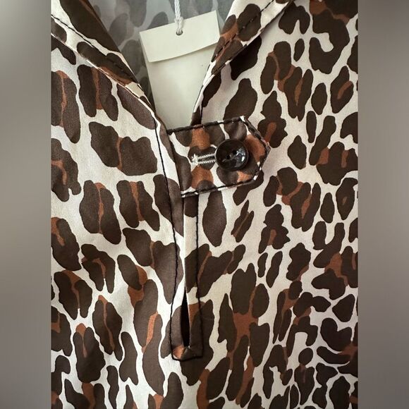 NWT Tory Burch Reva Leopard Print Cotton Poplin Shirtdress Size 4 - Picture 8 of 12